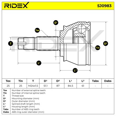 Joint Kit, Drive Shaft RIDEX 5J0983 5J0983 - photo 7