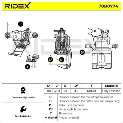 Brake Caliper RIDEX 78B0774 78B0774 - photo 6