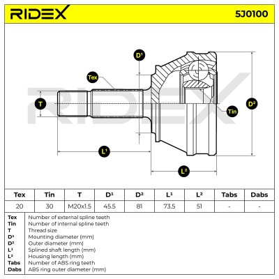 Joint Kit, Drive Shaft RIDEX 5J0100 5J0100 - photo 7