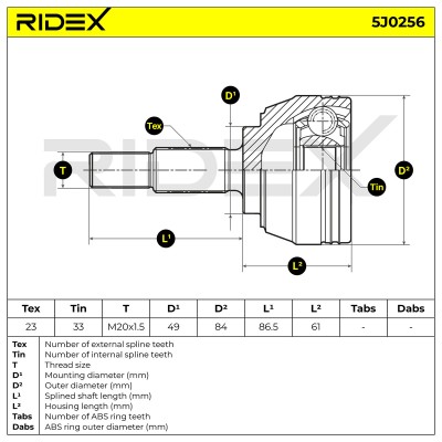 Joint Kit, Drive Shaft RIDEX 5J0256 5J0256 - photo 5