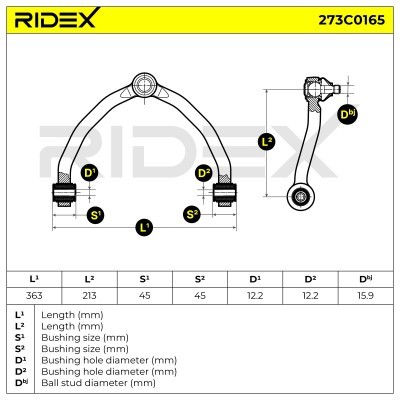 Control Arm RIDEX 273C0165 273C0165 - photo 7