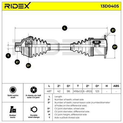 Drive Shaft RIDEX 13D0405 13D0405 - photo 6