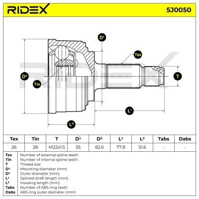 Joint Kit, Drive Shaft RIDEX 5J0050 5J0050 - photo 5