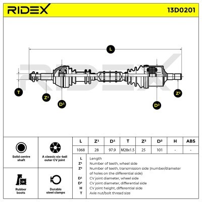 Drive Shaft RIDEX 13D0201 13D0201 - photo 7