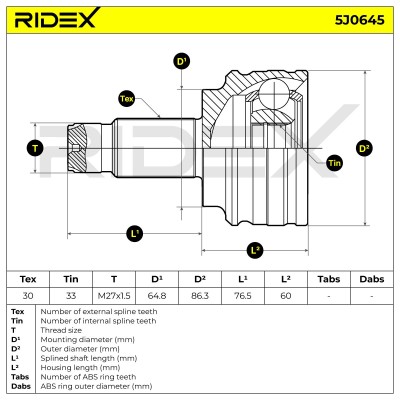 Joint Kit, Drive Shaft RIDEX 5J0645 5J0645 - photo 7
