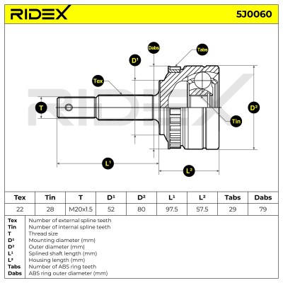 Joint Kit, Drive Shaft RIDEX 5J0060 5J0060 - photo 7