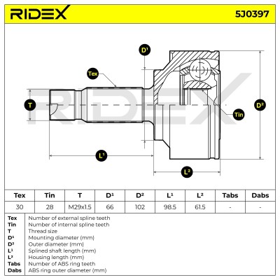Joint Kit, Drive Shaft RIDEX 5J0397 5J0397 - photo 6