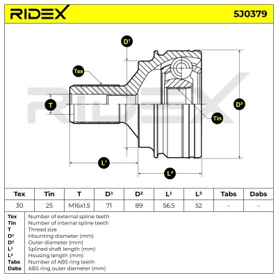 Joint Kit, Drive Shaft RIDEX 5J0379 5J0379 - photo 6
