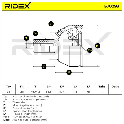 Joint Kit, Drive Shaft RIDEX 5J0293 5J0293 - photo 5