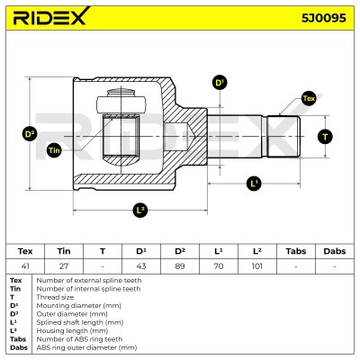 Joint Kit, Drive Shaft RIDEX 5J0095 5J0095 - photo 5