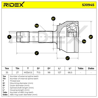 Joint Kit, Drive Shaft RIDEX 5J0945 5J0945 - photo 7