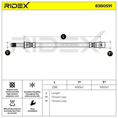 Brake Hose RIDEX 83B0591 83B0591 - photo 2