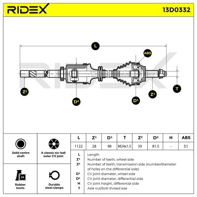 Drive Shaft RIDEX 13D0332 13D0332 - photo 8