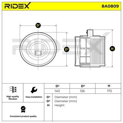 Air Filter RIDEX 8A0809 8A0809 - photo 5