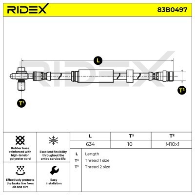 Brake Hose RIDEX 83B0497 83B0497 - photo 2