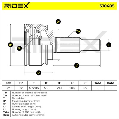 Joint Kit, Drive Shaft RIDEX 5J0405 5J0405 - photo 5