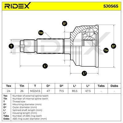 Joint Kit, Drive Shaft RIDEX 5J0565 5J0565 - photo 5
