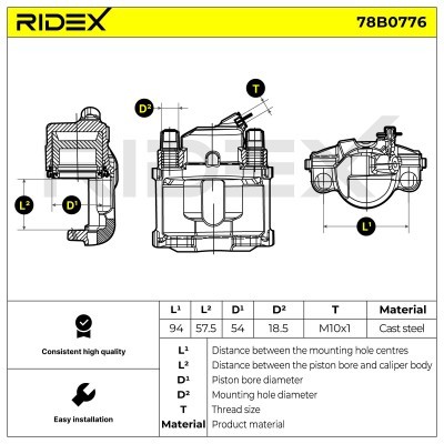 Brake Caliper RIDEX 78B0776 78B0776 - photo 6