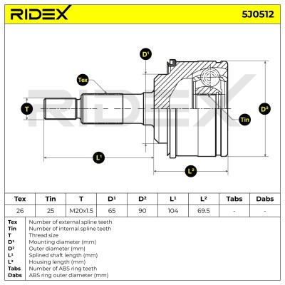 Joint Kit, Drive Shaft RIDEX 5J0512 5J0512 - photo 5