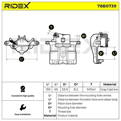 Brake Caliper RIDEX 78B0739 78B0739 - photo 5
