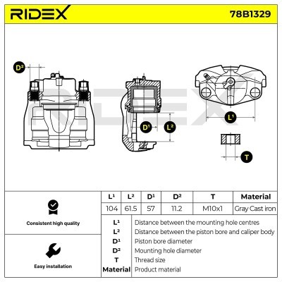 Brake Caliper RIDEX 78B1329 78B1329 - photo 7