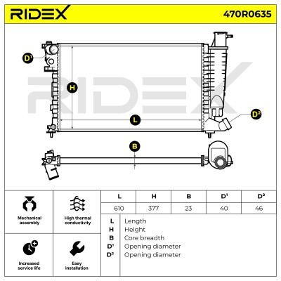 Radiator, Engine Cooling RIDEX 470R0635 470R0635 - photo 4