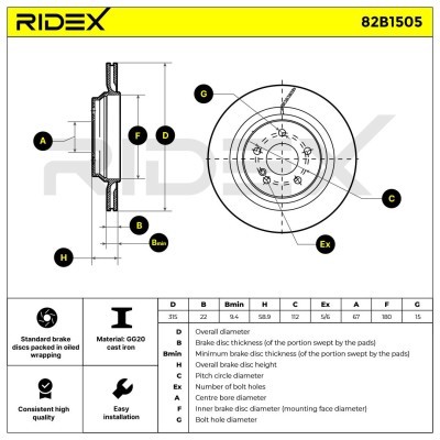 Brake Disc RIDEX 82B1505 82B1505 - photo 6