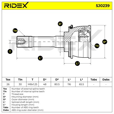 Joint Kit, Drive Shaft RIDEX 5J0239 5J0239 - photo 7
