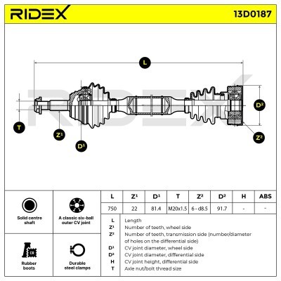 Drive Shaft RIDEX 13D0187 13D0187 - photo 7