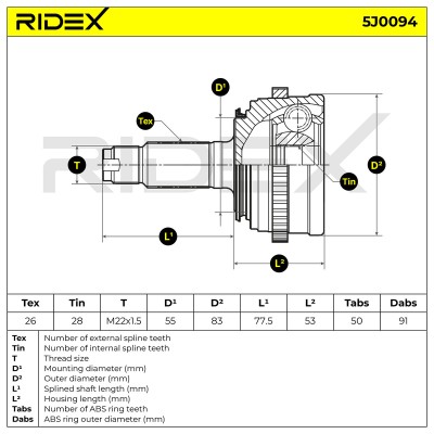 Joint Kit, Drive Shaft RIDEX 5J0094 5J0094 - photo 5