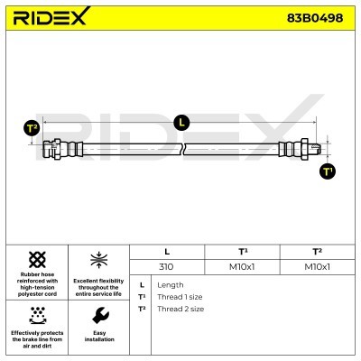 Brake Hose RIDEX 83B0498 83B0498 - photo 6