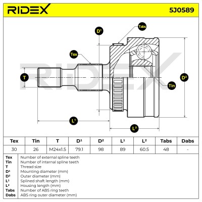 Joint Kit, Drive Shaft RIDEX 5J0589 5J0589 - photo 5