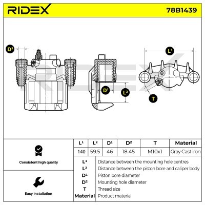 Brake Caliper RIDEX 78B1439 78B1439 - photo 6