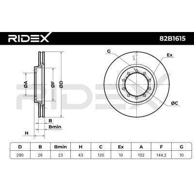 Brake Disc RIDEX 82B1615 82B1615 - photo 7