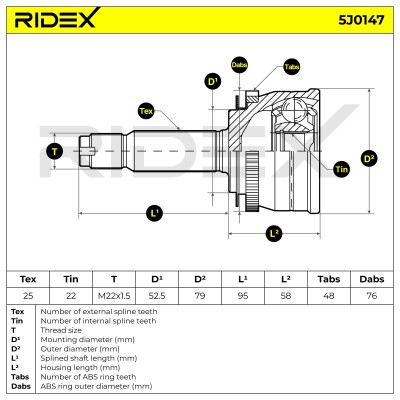 Joint Kit, Drive Shaft RIDEX 5J0147 5J0147 - photo 5