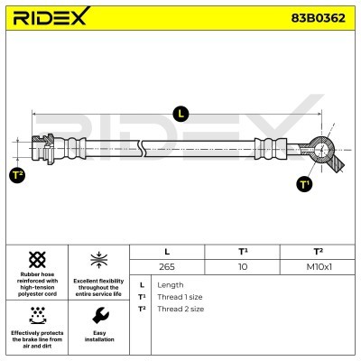 Brake Hose RIDEX 83B0362 83B0362 - photo 2