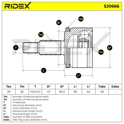 Joint Kit, Drive Shaft RIDEX 5J0666 5J0666 - photo 6