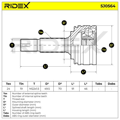 Joint Kit, Drive Shaft RIDEX 5J0564 5J0564 - photo 5