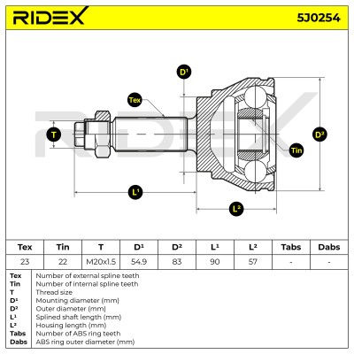 Joint Kit, Drive Shaft RIDEX 5J0254 5J0254 - photo 5