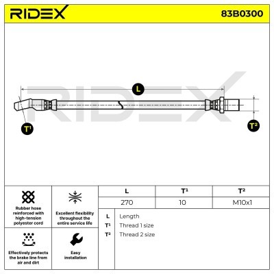 Brake Hose RIDEX 83B0300 83B0300 - photo 3