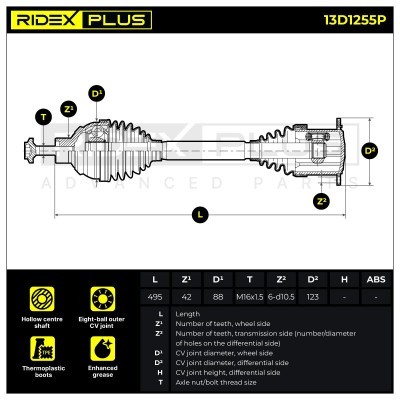 Drive Shaft RIDEX 13D1255P 13D1255P - photo 8