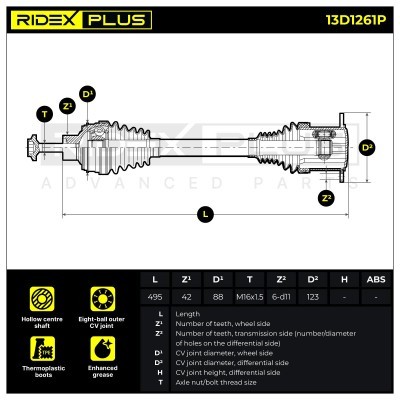 Drive Shaft RIDEX 13D1261P 13D1261P - photo 8