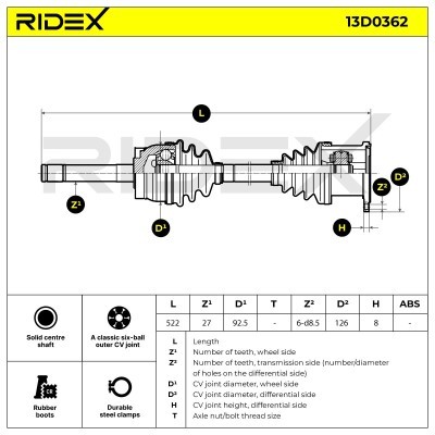 Drive Shaft RIDEX 13D0362 13D0362 - photo 7