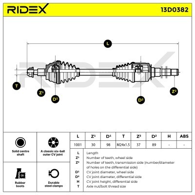 Drive Shaft RIDEX 13D0382 13D0382 - photo 7