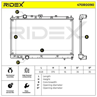 Radiator, Engine Cooling RIDEX 470R0090 470R0090 - photo 5